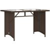 Trädgårdsbord med glasskiva brun 110x68x70 cm konstrotting vidaXL – miniatyr 2
