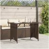 Trädgårdsbord med glasskiva brun 110x68x70 cm konstrotting vidaXL – miniatyr 3
