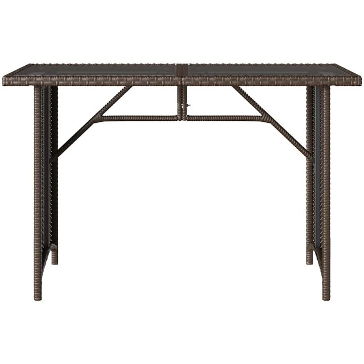 Trädgårdsbord med glasskiva brun 110x68x70 cm konstrotting vidaXL – bild 4