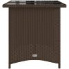 Trädgårdsbord med glasskiva brun 110x68x70 cm konstrotting vidaXL – miniatyr 5