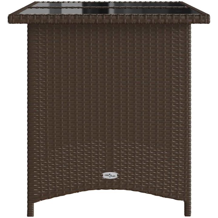 Trädgårdsbord med glasskiva brun 110x68x70 cm konstrotting vidaXL – bild 5
