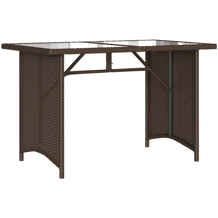 Trädgårdsbord med glasskiva brun 110x68x70 cm konstrotting vidaXL – bild 6