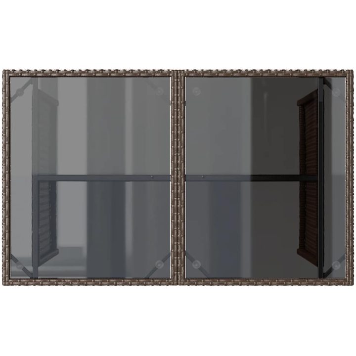 Trädgårdsbord med glasskiva brun 110x68x70 cm konstrotting vidaXL – bild 7