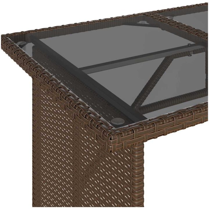 Trädgårdsbord med glasskiva brun 110x68x70 cm konstrotting vidaXL – bild 8