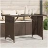 Trädgårdsbord med glasskiva brun 110x68x70 cm konstrotting vidaXL – miniatyr 1