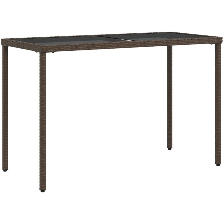 Trädgårdsbord med glasskiva brun 115x54x74 cm konstrotting vidaXL – bild 2