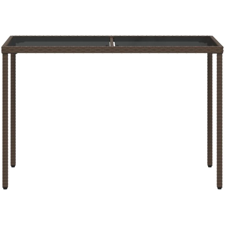 Trädgårdsbord med glasskiva brun 115x54x74 cm konstrotting vidaXL – bild 4