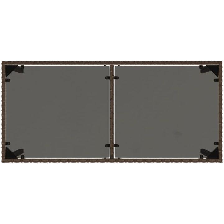 Trädgårdsbord med glasskiva brun 115x54x74 cm konstrotting vidaXL – bild 7