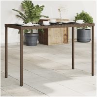Trädgårdsbord med glasskiva brun 115x54x74 cm konstrotting vidaXL