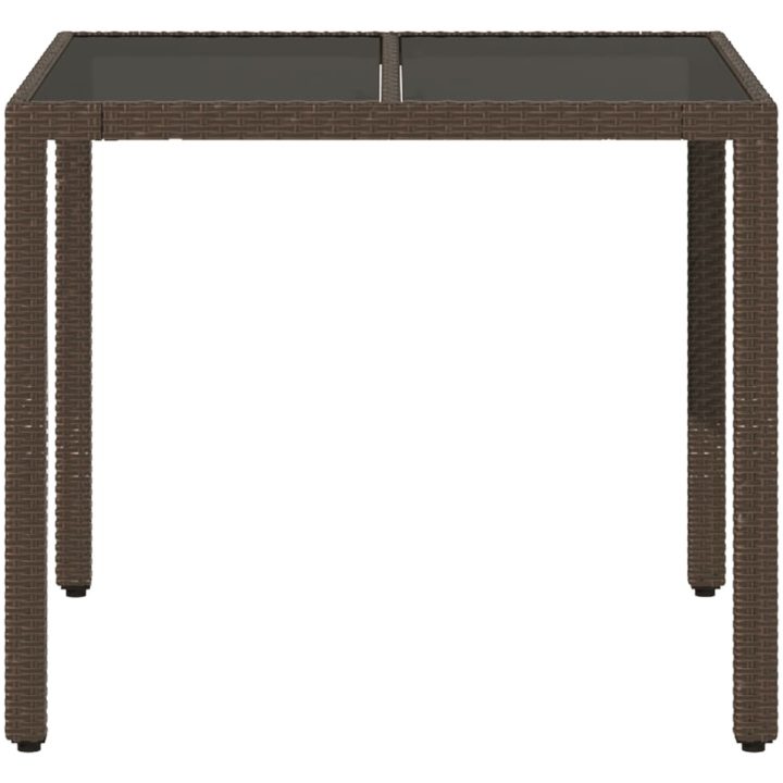 Trädgårdsbord med glasskiva brun 150x90x75 cm konstrotting vidaXL – bild 4