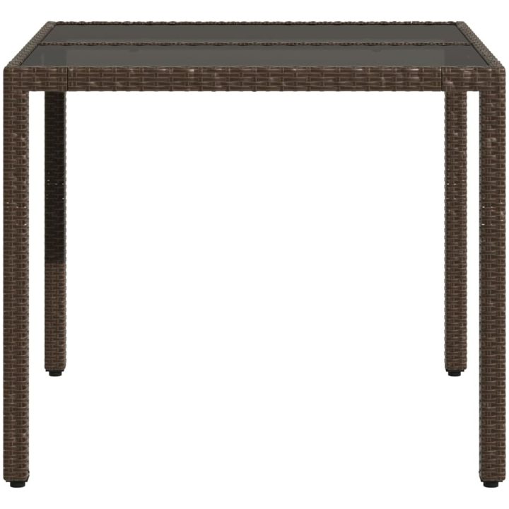 Trädgårdsbord med glasskiva brun 150x90x75 cm konstrotting vidaXL – bild 5