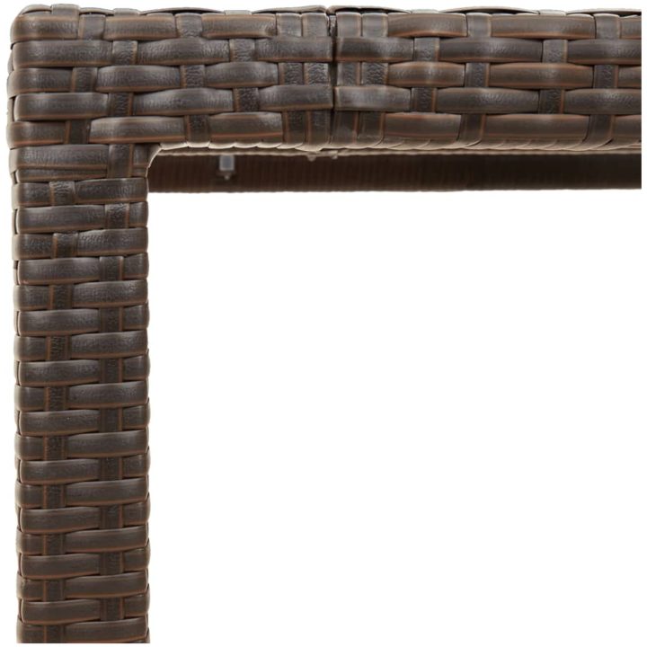 Trädgårdsbord med glasskiva brun 150x90x75 cm konstrotting vidaXL – bild 9