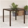 Trädgårdsbord med glasskiva brun 150x90x75 cm konstrotting vidaXL – miniatyr 1