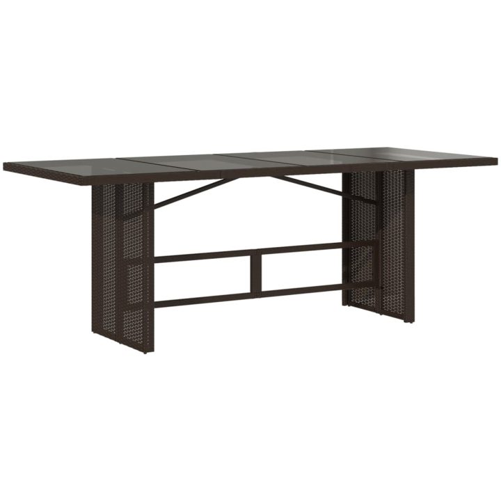 Trädgårdsbord med glasskiva brun 190x80x74 cm konstrotting vidaXL – bild 2