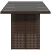 Trädgårdsbord med glasskiva brun 190x80x74 cm konstrotting vidaXL – miniatyr 4