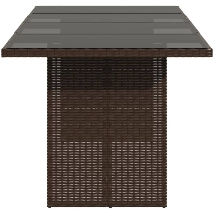 Trädgårdsbord med glasskiva brun 190x80x74 cm konstrotting vidaXL – bild 4