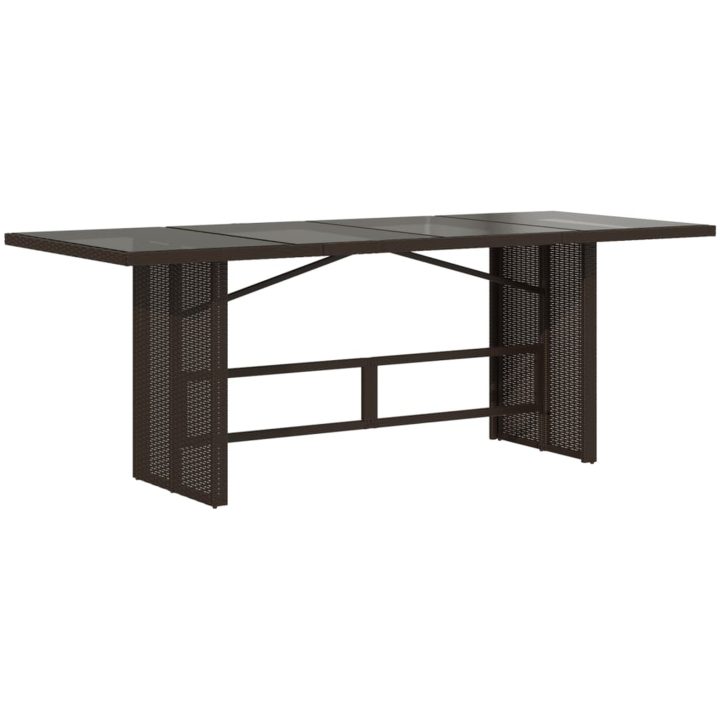Trädgårdsbord med glasskiva brun 190x80x74 cm konstrotting vidaXL – bild 5