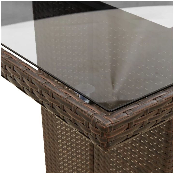 Trädgårdsbord med glasskiva brun 190x80x74 cm konstrotting vidaXL – bild 8