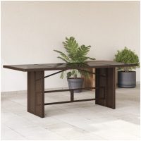 Trädgårdsbord med glasskiva brun 190x80x74 cm konstrotting vidaXL