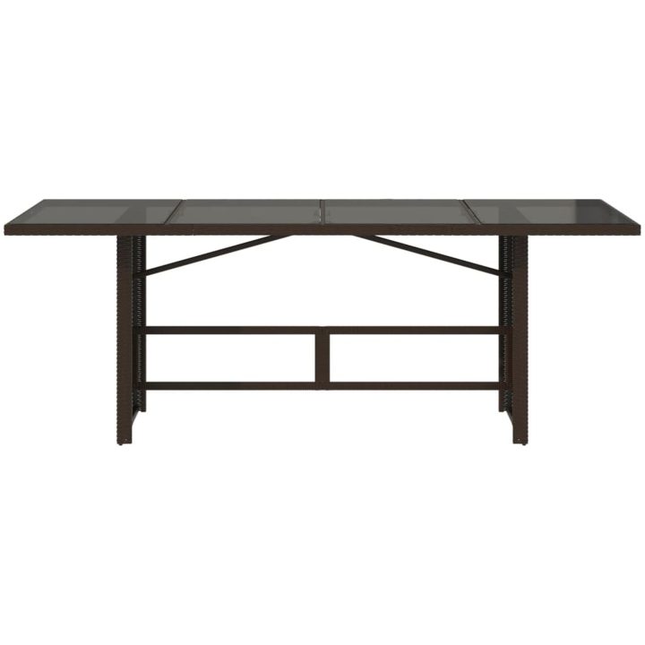 Trädgårdsbord med glasskiva brun 190x80x75 cm konstrotting vidaXL – bild 4