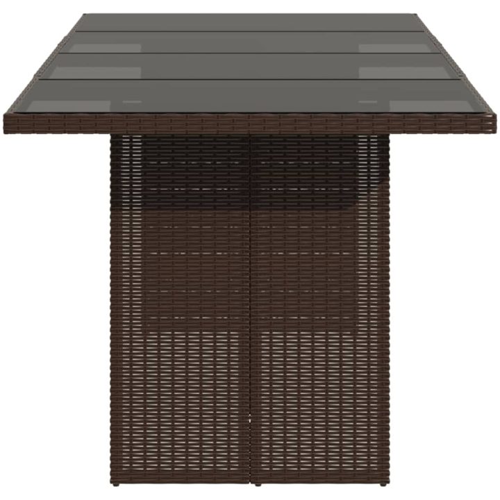 Trädgårdsbord med glasskiva brun 190x80x75 cm konstrotting vidaXL – bild 5
