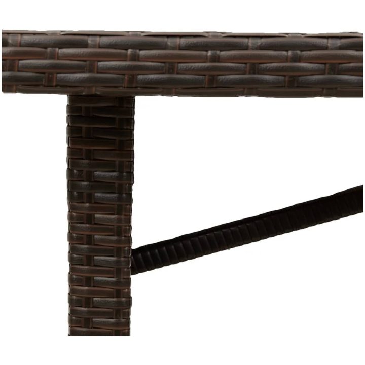 Trädgårdsbord med glasskiva brun 190x80x75 cm konstrotting vidaXL – bild 8