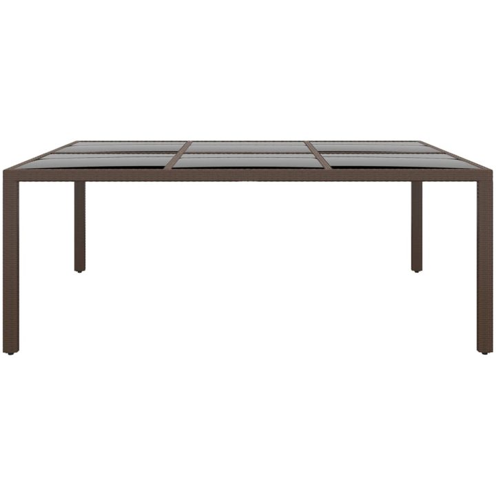 Trädgårdsbord med glasskiva brun 200x150x75 cm rotting vidaXL – bild 2