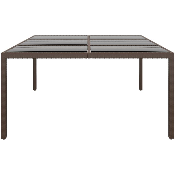 Trädgårdsbord med glasskiva brun 200x150x75 cm rotting vidaXL – bild 3