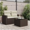 Trädgårdsbord med glasskiva brun 55x55x37 cm konstrotting vidaXL – miniatyr 3