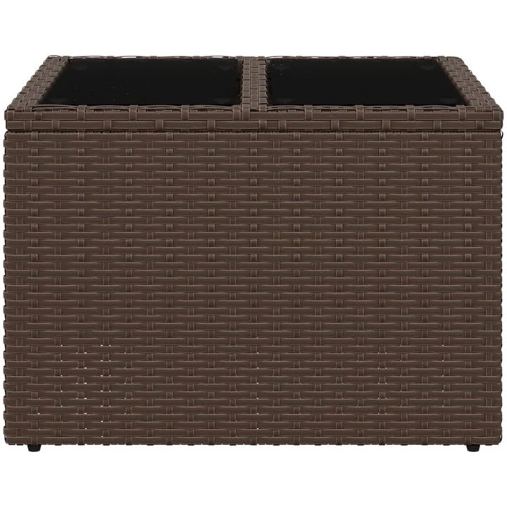 Trädgårdsbord med glasskiva brun 55x55x37 cm konstrotting vidaXL – bild 4