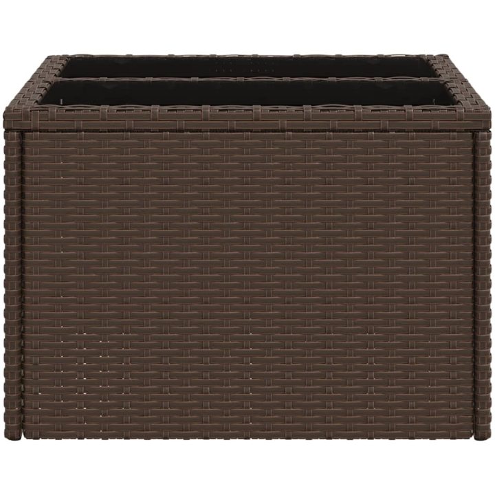 Trädgårdsbord med glasskiva brun 55x55x37 cm konstrotting vidaXL – bild 5