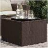 Trädgårdsbord med glasskiva brun 55x55x37 cm konstrotting vidaXL – miniatyr 1