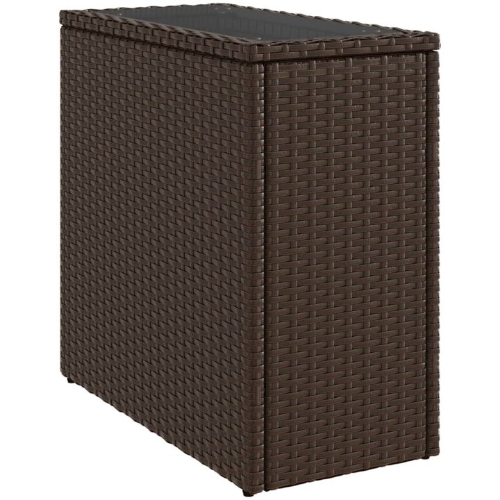 Trädgårdsbord med glasskiva brun 58x27,5x55 cm konstrotting vidaXL – bild 2
