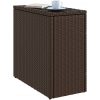 Trädgårdsbord med glasskiva brun 58x27,5x55 cm konstrotting vidaXL – miniatyr 4