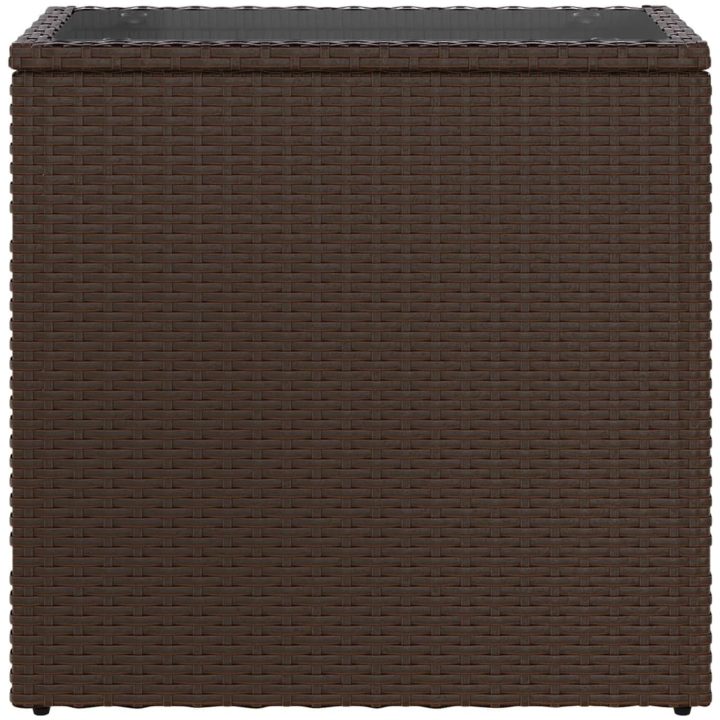 Trädgårdsbord med glasskiva brun 58x27,5x55 cm konstrotting vidaXL – bild 5