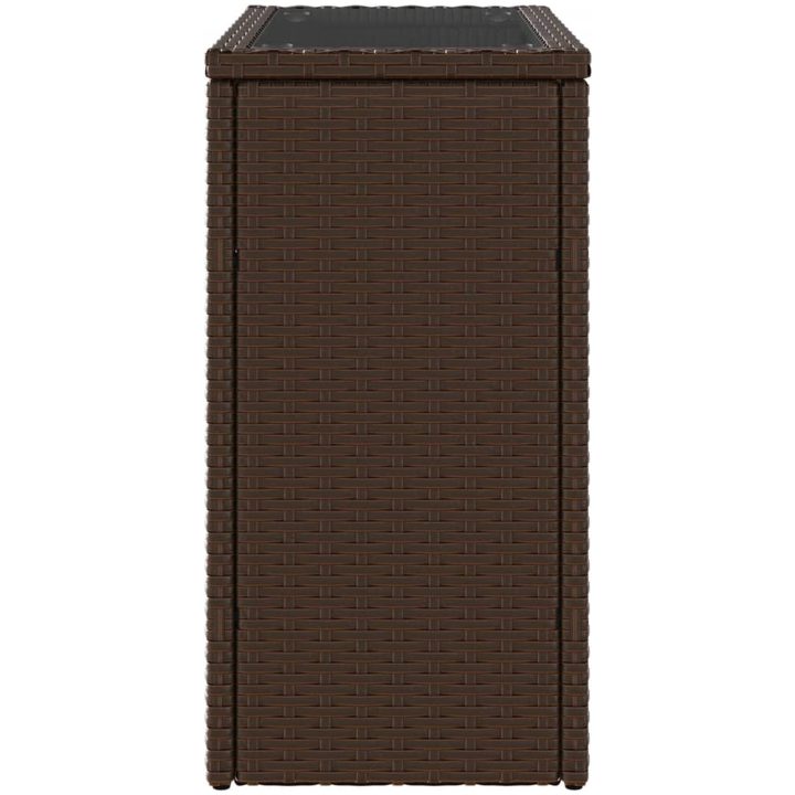 Trädgårdsbord med glasskiva brun 58x27,5x55 cm konstrotting vidaXL – bild 6