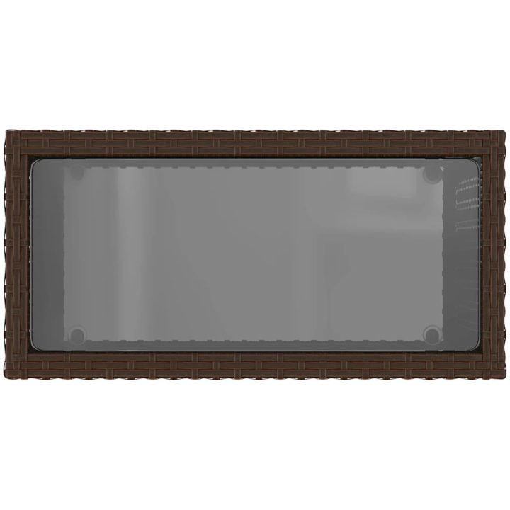 Trädgårdsbord med glasskiva brun 58x27,5x55 cm konstrotting vidaXL – bild 8