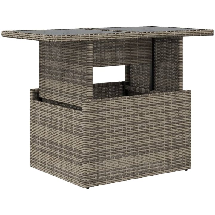 Trädgårdsbord med glasskiva grå 100x55x73 cm konstrotting vidaXL – bild 2
