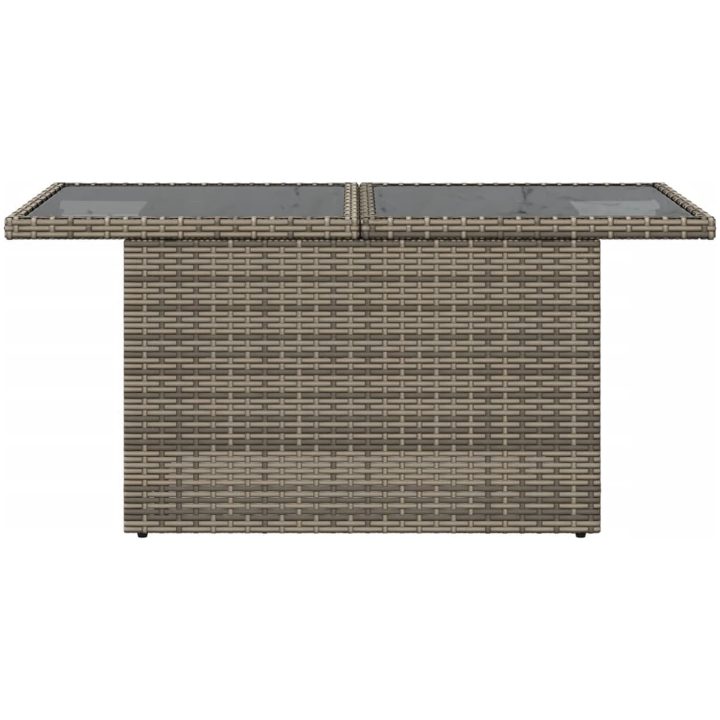 Trädgårdsbord med glasskiva grå 100x55x73 cm konstrotting vidaXL – bild 5
