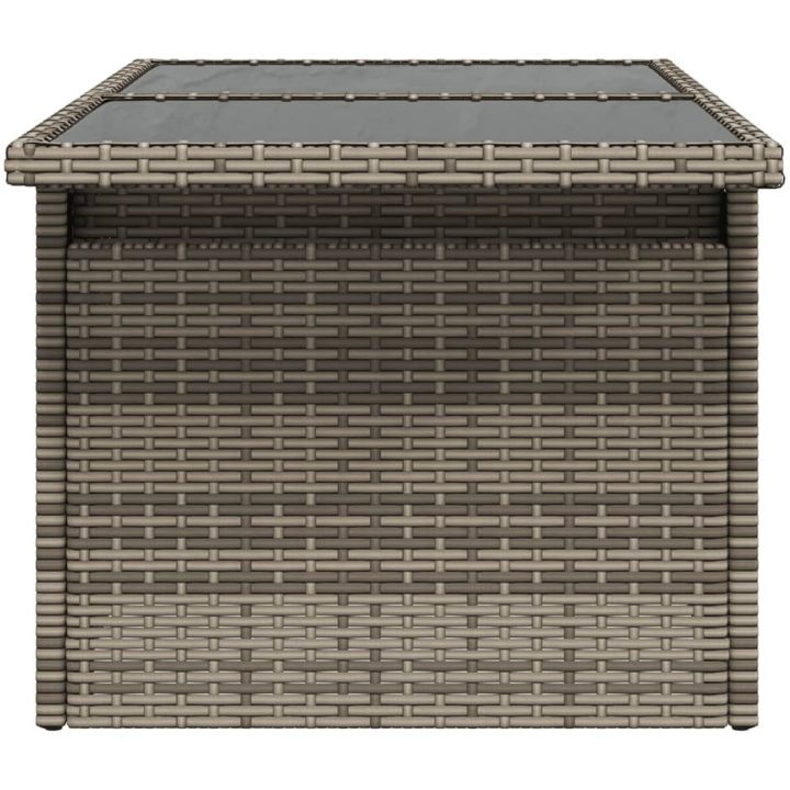 Trädgårdsbord med glasskiva grå 100x55x73 cm konstrotting vidaXL – bild 6