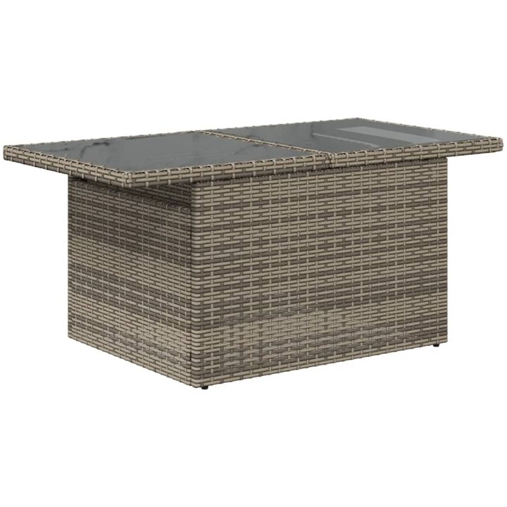 Trädgårdsbord med glasskiva grå 100x55x73 cm konstrotting vidaXL – bild 7