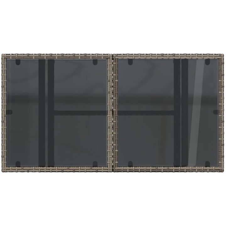 Trädgårdsbord med glasskiva grå 100x55x73 cm konstrotting vidaXL – bild 9