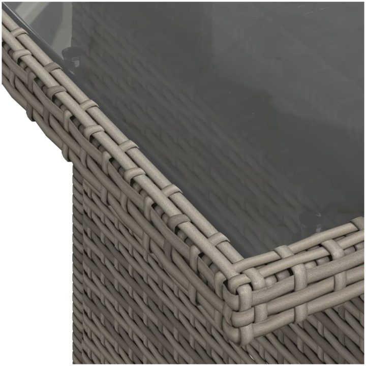Trädgårdsbord med glasskiva grå 100x55x73 cm konstrotting vidaXL – bild 10