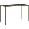 Trädgårdsbord med glasskiva grå 115x54x74 cm konstrotting vidaXL – miniatyr 2