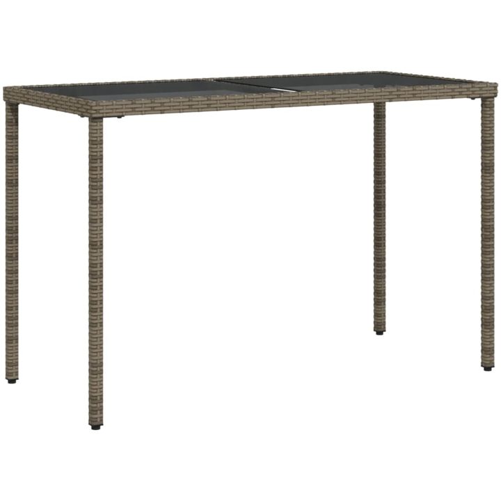 Trädgårdsbord med glasskiva grå 115x54x74 cm konstrotting vidaXL – bild 2