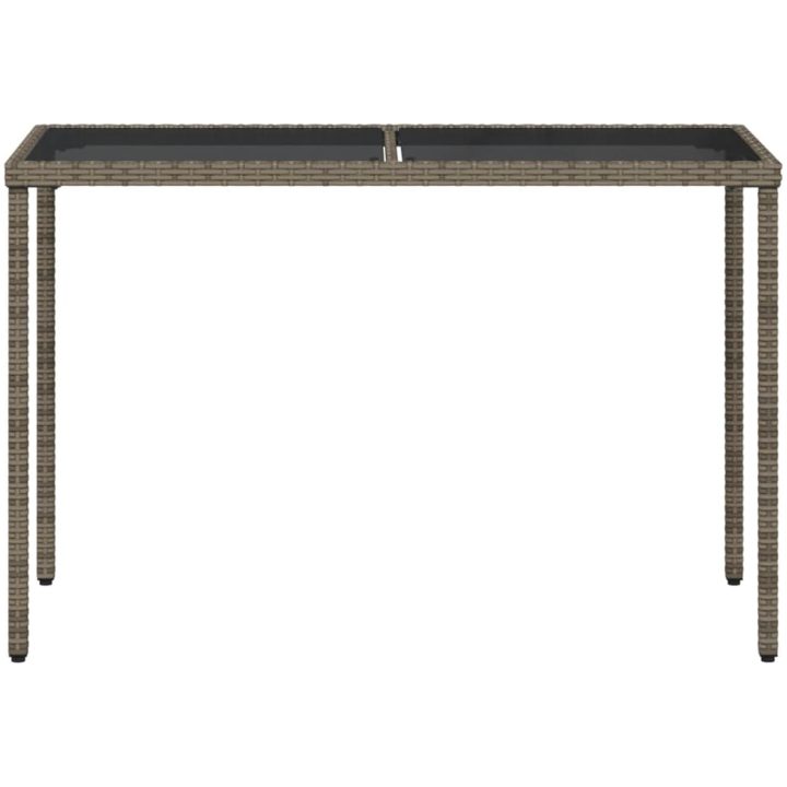 Trädgårdsbord med glasskiva grå 115x54x74 cm konstrotting vidaXL – bild 4