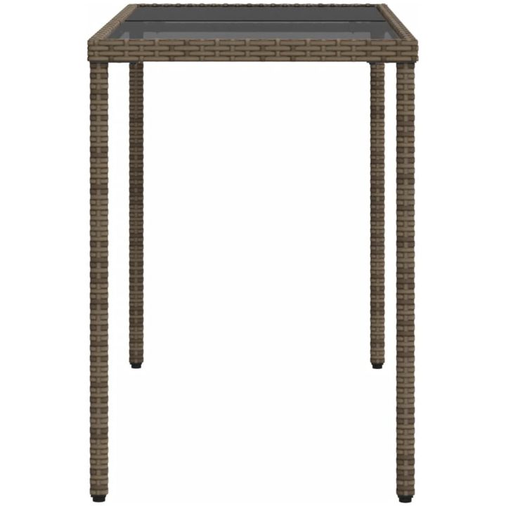 Trädgårdsbord med glasskiva grå 115x54x74 cm konstrotting vidaXL – bild 5