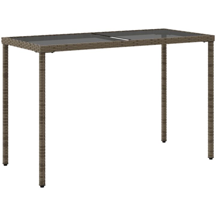 Trädgårdsbord med glasskiva grå 115x54x74 cm konstrotting vidaXL – bild 6