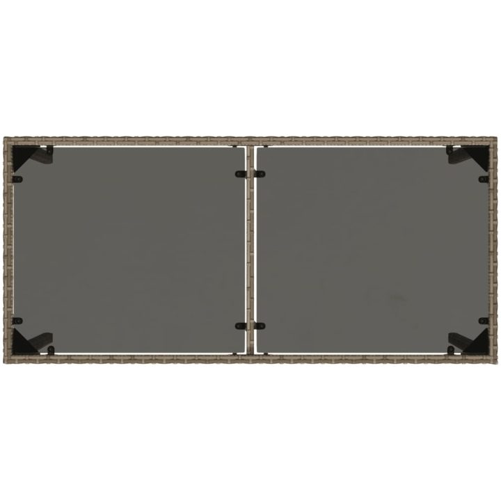 Trädgårdsbord med glasskiva grå 115x54x74 cm konstrotting vidaXL – bild 7