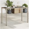 Trädgårdsbord med glasskiva grå 115x54x74 cm konstrotting vidaXL – miniatyr 1